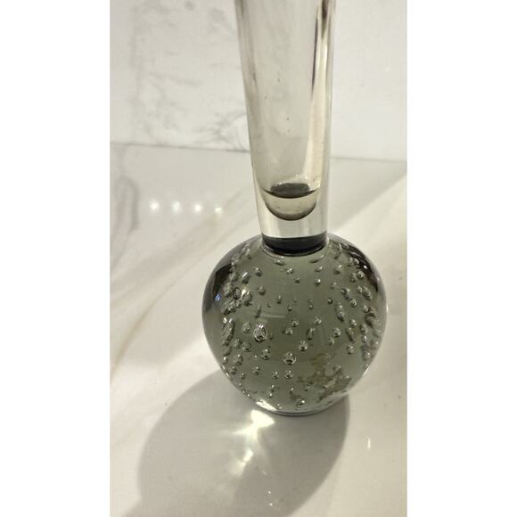 Kosta Of Sweden Controlled Bubble Bud Slim Gray Green Vase Vintage 8 Inch - Picture 2 of 10